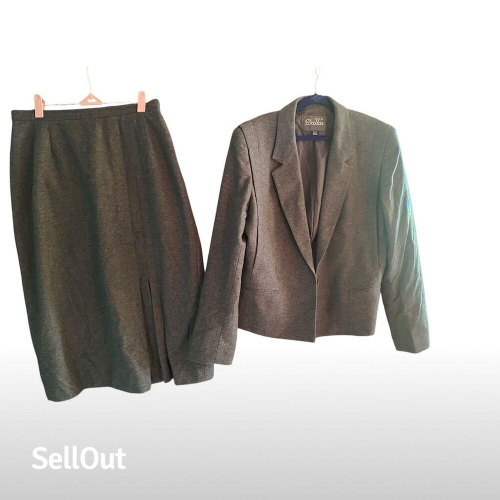 Vintage Suits by Dallas Women's Gray Skirt Suit Set Size 12 Formal 2 Pc